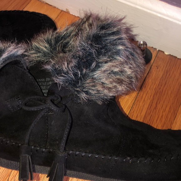Black ankle boots w/ fake fur - Picture 2 of 4